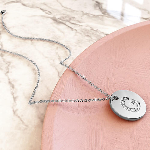 Initials Fabulous Alphabet Letter Necklace White Gold Layered Steel Jewellery